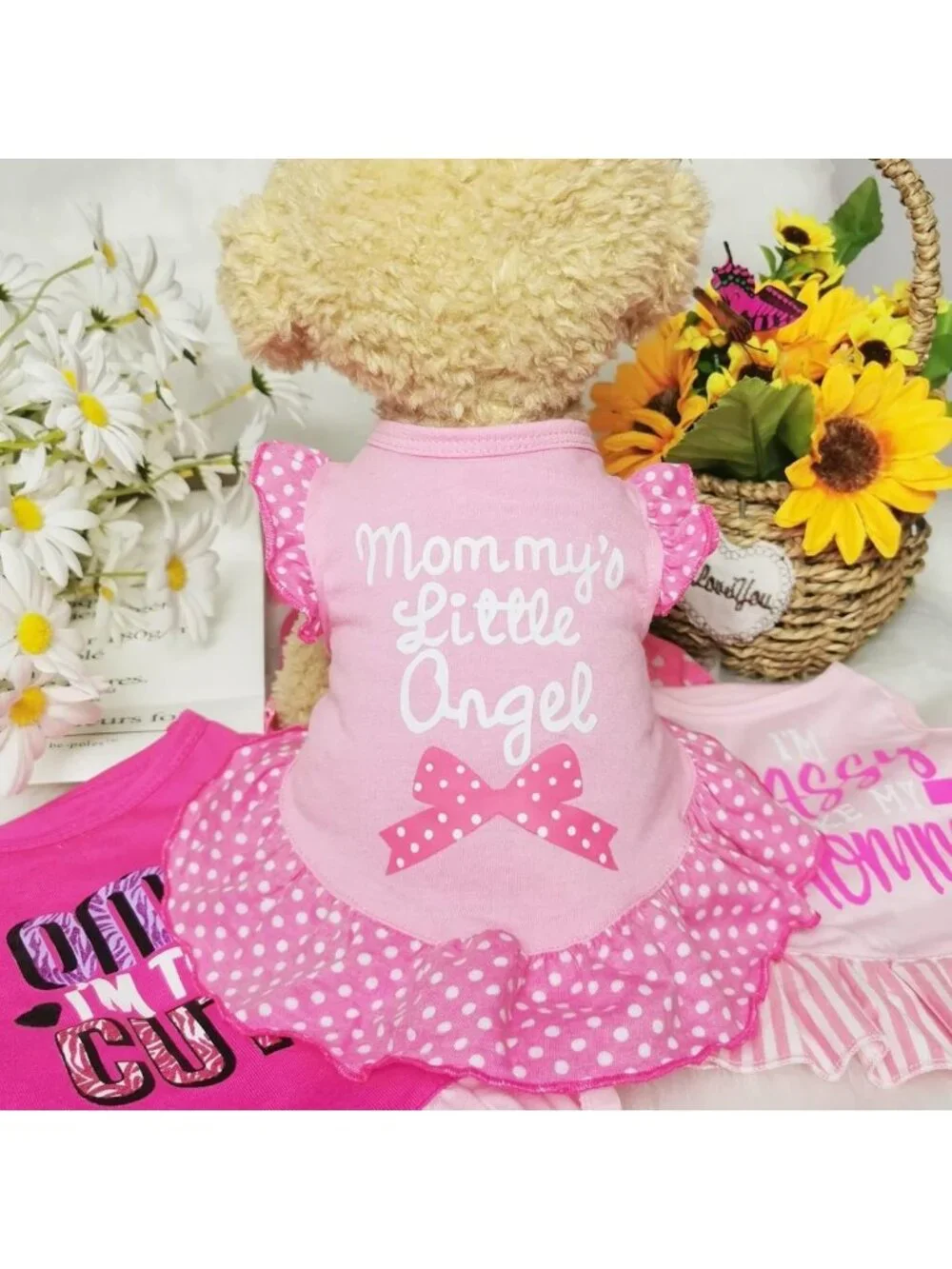 Cute Summer Dog Dress Set - 4 Pieces Pet Apparel for Small Dogs & Cats, X-Small